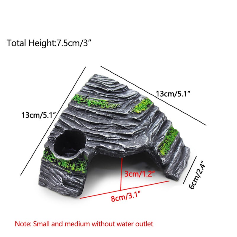 OMEM Reptile Box Shelter Terrarium Hideout Caves Turtle Ramp Basking Platform Habitat Decor Humidify Hide Cave Resin Rock - Image 2